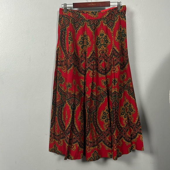 Gloria Sachs New York Neiman Marcus Vintage Red Pleated Skirt size 10 - Picture 1 of 15